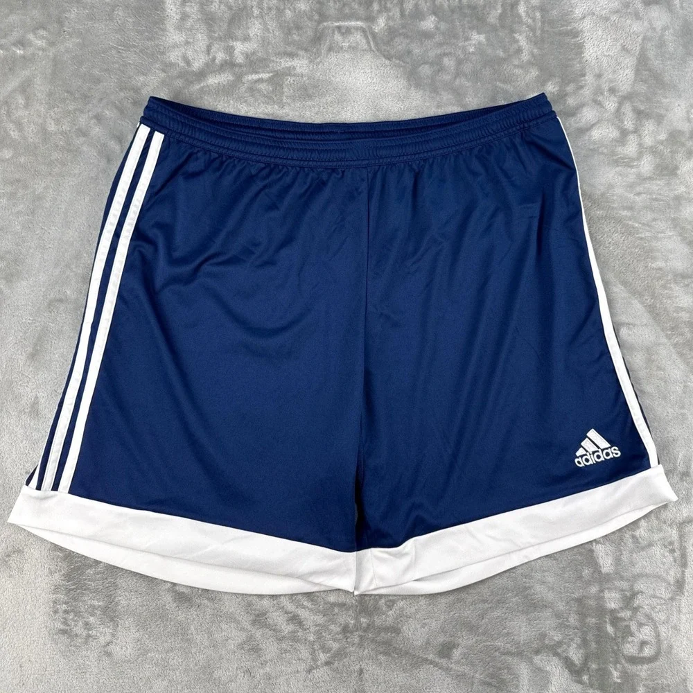 Adidas Shorts Mens XL Climacool Training Navy Blue White Striped EUC